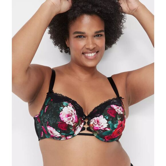 NWT Lane Bryant Boost Balconette Cacique Collection Underwire Bra 46D Floral - Picture 1 of 11